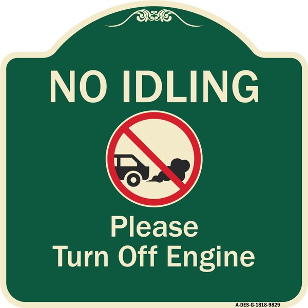 Designer Series-No Idling Please Turn Off Engine With Graphic, 18" x 18", G-1818-9829